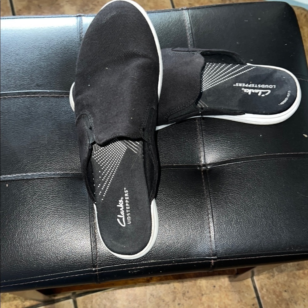 Clarks Black Canvas Slip-Ons